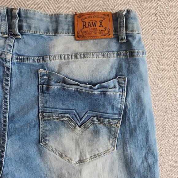 Raw X Jeans Men's 40x32 Standard Distressed Medium Wash Blue Stretch RN# 137711 - Picture 8 of 16